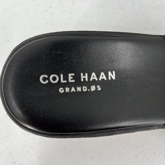 Cole Haan Women's Black Leather Cork Wedge Sandals Size 9.5B - Picture 9 of 11